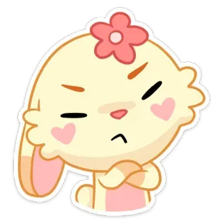 🎀 kelinci kartun, imut, hati, bunga, kelinci, stiker, hewan, kawaii whatsapp sticker