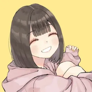 🧊 garota anime, sorrindo, fofo, desenho animado, retrato telegram sticker