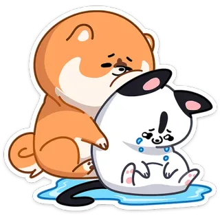 🫂 슬픈, 울음, 감정, 동물, 개, 고양이 telegram sticker