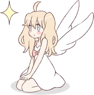 🤔 anioł, słodki, kreskówka, skrzydła, kawaii telegram sticker