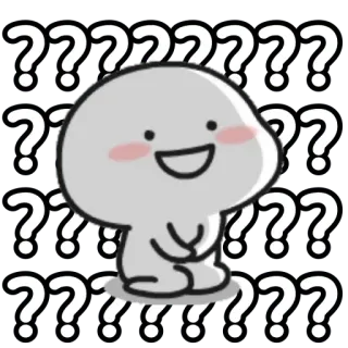 ✨ Dibujos animados, Personaje, Signos de interrogación, Lindo, Sonriendo, Tímido whatsapp sticker