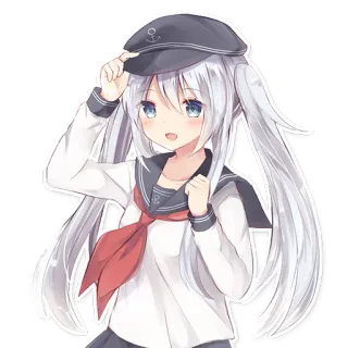 👋 anime, girl, sailor, hat, cute, kawaii telegram sticker