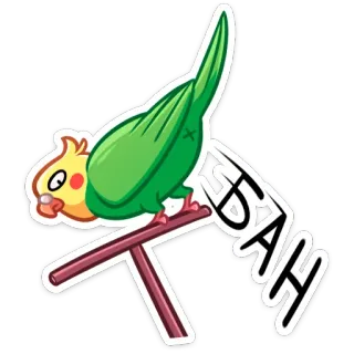 😡 DAH นก, นกแก้ว, นกค็อกกาเทล, สติกเกอร์, สีเขียว, สีเหลือง telegram sticker