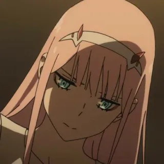 🌷 Zero Two Darling in the Franxx Anime, Zero Two, Darling in the Franxx, cabelo rosa, garota anime telegram sticker