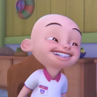 🏁 Upin Упин, мультфильм, анимация, персонаж, ребенок, лысый telegram sticker