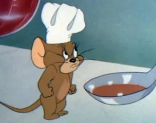 😤 Jerry Tom and Jerry cartoon, mouse, cook, chef telegram sticker
