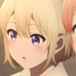 💛 Anime, Personnage, Fille, Cheveux Blonds, Yeux Violets telegram sticker