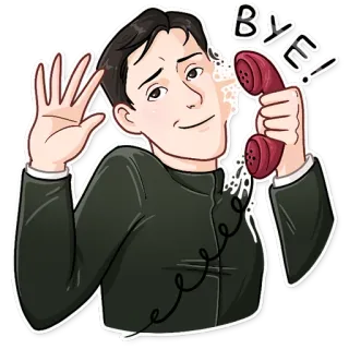 🖐 BYE! ผู้ชาย, ลาก่อน, บ๊ายบาย, โทรศัพท์, โทร, โบกมือ telegram sticker