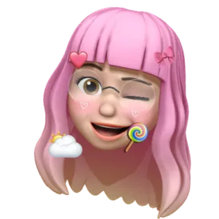 🍭 Эмодзи, Стикер, Милый, Розовые волосы, Леденец, Сердце, Подмигивание telegram sticker
