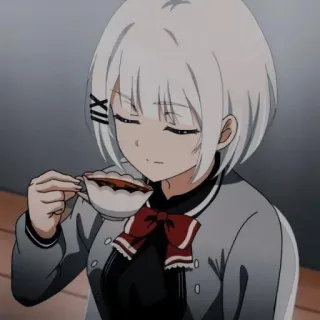 ☕️ Anime, Meisje, Koffie, Siësta, Detective is Already Dead, Leuk, Wit haar telegram sticker