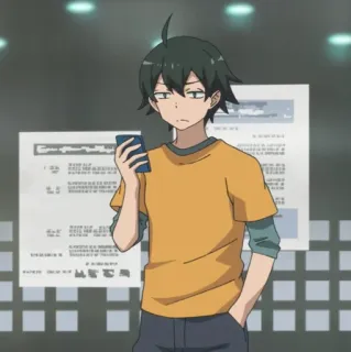 🥀 Hikigaya Hachiman My Teen Romantic Comedy SNAFU Anime, Personagem, Adolescente, Telefone, Em pé, Casual telegram sticker