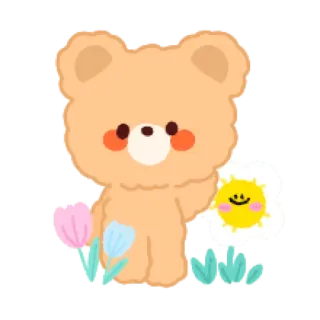 🐻 urso, fofo, adesivo, desenho, flor, sol telegram sticker
