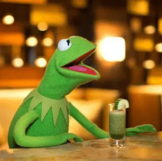 🍸 Kermit Kermit the Frog, meme, drinking, green, muppet, puppet telegram sticker