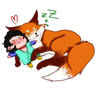 🤗 cartone animato, volpe, animale, sonno, dormire, amicizia, carino, kawaii whatsapp sticker