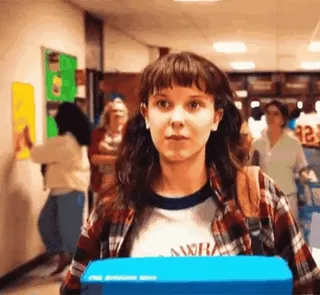 🙋 Eleven Stranger Things eleven, stranger things, millie bobby brown, netflix, acara tv, karakter whatsapp sticker