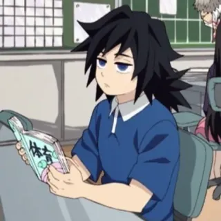 😶 Giyu Tomioka Demon Slayer 体育 Anime, Manga, Giyu Tomioka, Demon Slayer, Karakter, Membaca, Buku telegram sticker