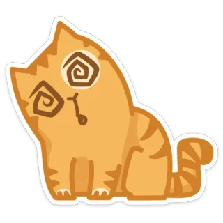 😵 chat, étourdi, dessin animé, animal, orange telegram sticker
