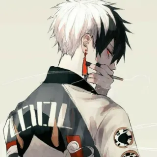 🚬 Anime, Fumar, Cigarrillo, Chaqueta, Dibujo animado, Arte telegram sticker