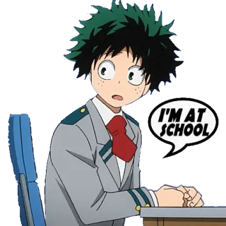 📏 Izuku Midoriya My Hero Academia I'M AT SCHOOL Anime, Escuela, Chico, Personaje, Uniforme telegram sticker