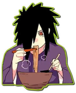 🍜 Madara Uchiha Naruto anime, naruto, madara, uchiha, macarrão, comendo, ramen telegram sticker
