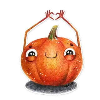 😍 abóbora, halloween, outono, outono, fofo, desenho animado, coração, personagem telegram sticker
