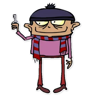🗝 Desenho animado, Ladrão, Chave, Criminoso, Cachecol, Ladrão, Vilão, Chapéu whatsapp sticker