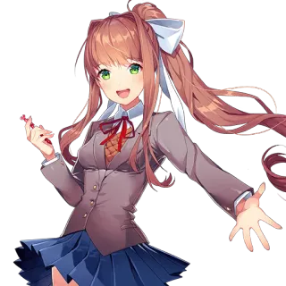 😀 Monika Doki Doki Literature Club! Anime, Spel, Schoolmeisje, Schattig, Lachend telegram sticker