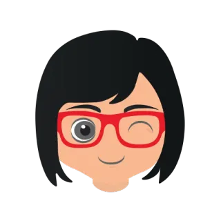 😉 漫画, キャラクター, イラスト, 顔, メガネ, 女性, ウインク telegram sticker
