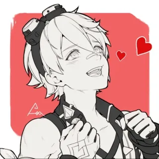 🥰 Bennett Genshin Impact anime, jogo, fanart, corações, bennett, genshin impact telegram sticker