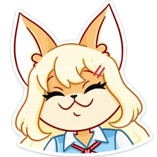 😊 アニメ, マンガ, かわいい, カワイイ, 漫画, キツネ, ケモミミ, 女の子 whatsapp sticker