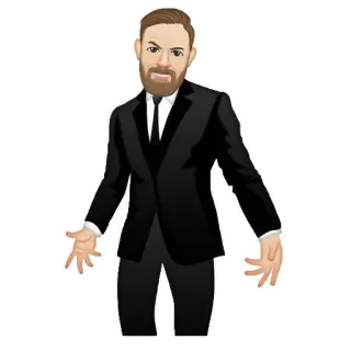 👌 homme, costume, barbe, dessin animé, personnage, homme d'affaires telegram sticker
