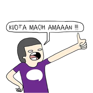 💪 KUOTA MASIH AMAAAN !!! Cartoon, Daumen hoch, Positiv, Fröhlich telegram sticker