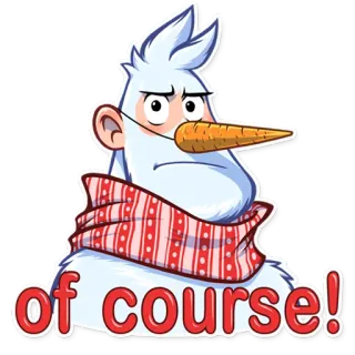 🤨 of course! Schneemann, Schal, Karotte, Winter, Schnee, Cartoon telegram sticker
