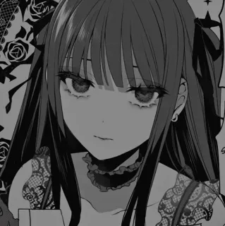 📓 Anime, Manga, Mädchen, Porträt, Gothic, Rosen, Illustration telegram sticker