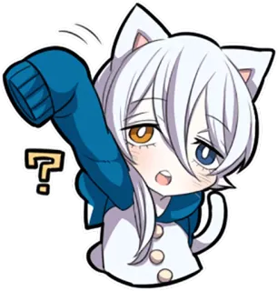 ❓ ? Anime, Pytanie, Kot, Zdezorientowany, Kawaii, Kreskówka, Naklejka telegram sticker