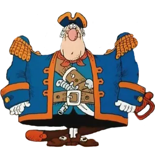 😐 dessin animé, pirate, officier, épée, personnage telegram sticker