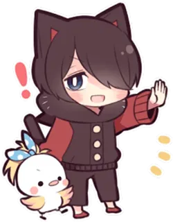 🙋 Anime, Chibi, Orecchie da gatto, Carino, Cartone animato whatsapp sticker