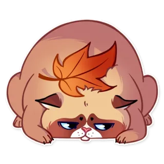 😒 gato, triste, outono, folha, adesivo, fofo whatsapp sticker