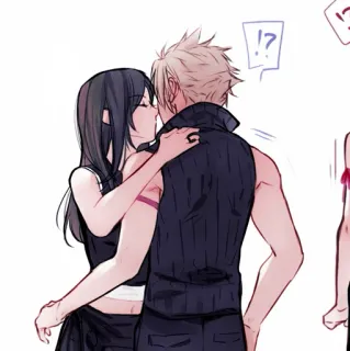 🥢 anime, couple, kissing, love, romance telegram sticker
