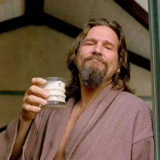 😛 The Dude The Big Lebowski El Gran Lebowski, The Dude, Jeff Bridges, Cóctel, Película, Personaje, Comedia, Cine telegram sticker