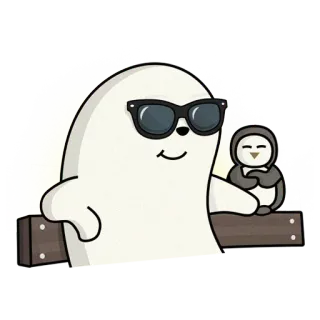 😎 fantasma, pinguino, occhiali da sole, cartone animato, carino, amicizia whatsapp sticker