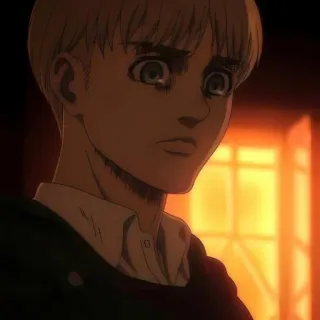 💜 Armin Arlert Attack on Titan アニメ, キャラクター, 進撃の巨人, アルミン・アルレルト, 悲しい, 苦悩 telegram sticker