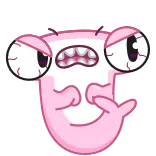 😡 Kreskówka, Postać, Różowy, Śmieszne, Potwór, Zęby telegram sticker
