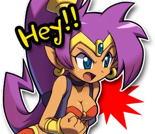 😠 Hey!! Cartoon, Frau, Ausruf, Gruß, Hey whatsapp sticker