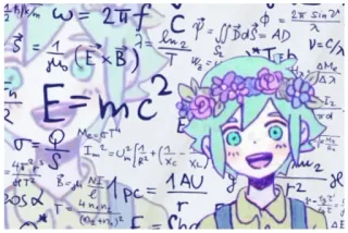 🧠 w= 2ūf C-Bas AD
(ExB)
=1
=
T
E=mc²
4S
205 α
3
BNE
R
1 pc = 1AU
r
3
2 Sin 2
と
V=C/X
OM
४.
me
62
=
ΔΕ Anime, Wzory, Nauka, Matematyka, Równania telegram sticker