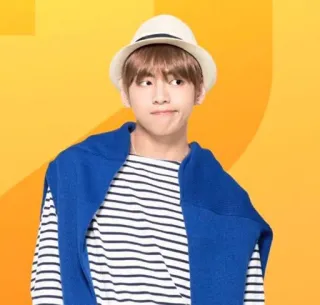 👀 V kpop, sänger, promi, männlich, hut, porträt telegram sticker