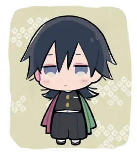 😐 Giyu Tomioka Demon Slayer 动漫, 鬼灭之刃, 富冈义勇, Q版, 漫画 whatsapp sticker