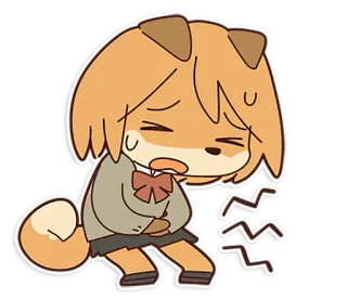 🤢 狗, 动漫, 卡通, 难过, 生病, 生气, 蝴蝶结, 角色 telegram sticker