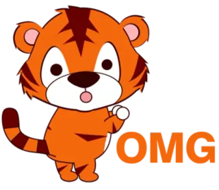 🐯 OMG tiger, omg, cartoon, animal, expression, shock, cute telegram sticker