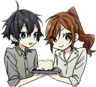 ❤️ Anime, Casal, Bolo, Fofo, Arte telegram sticker